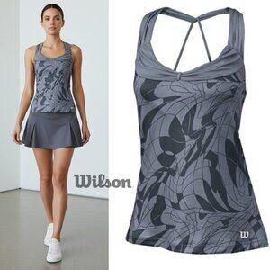 WILSON SP Art Athletic Tank Regatta Grey Design Racerback Tennis Pickleball M